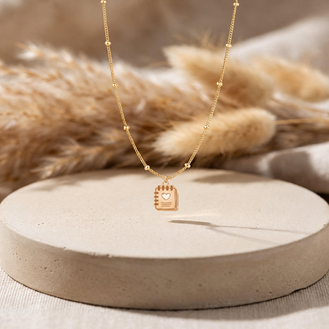 Heart Notebook Charm Necklace