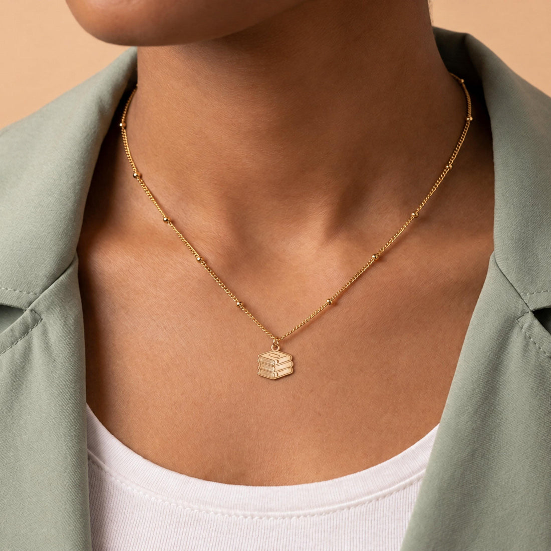 Stack of Books Necklace