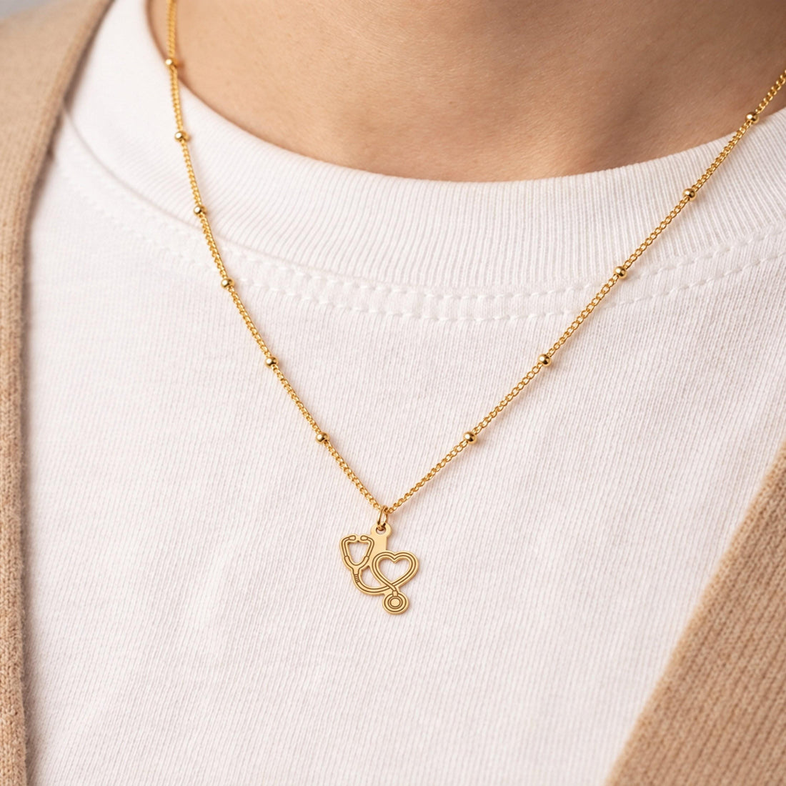 Stethoscope Heart Charm Necklace