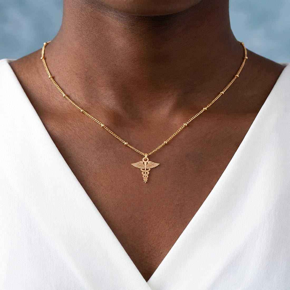 Caduceus Symbol Charm Necklace