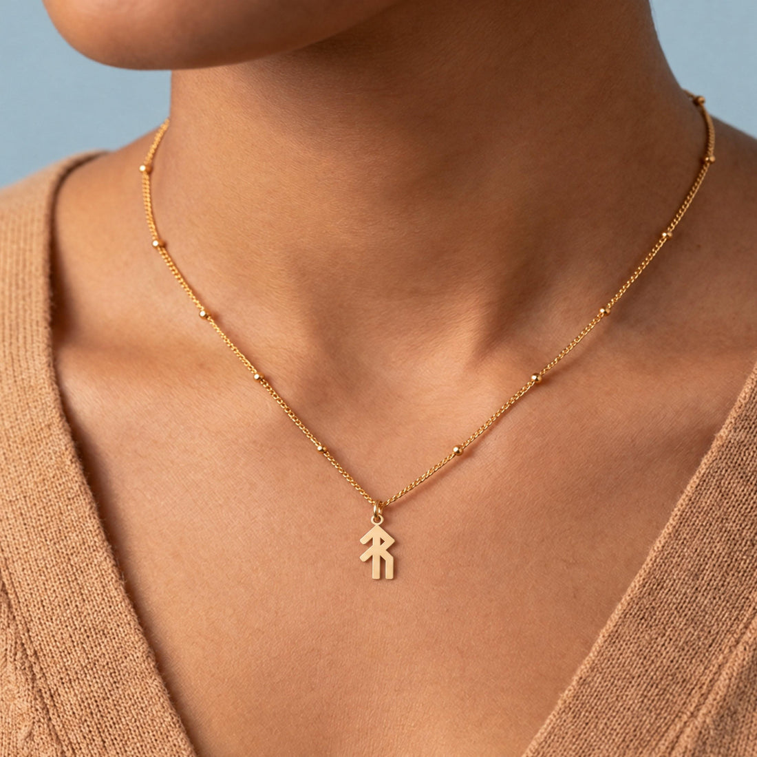 Algiz Rune Beady Necklace