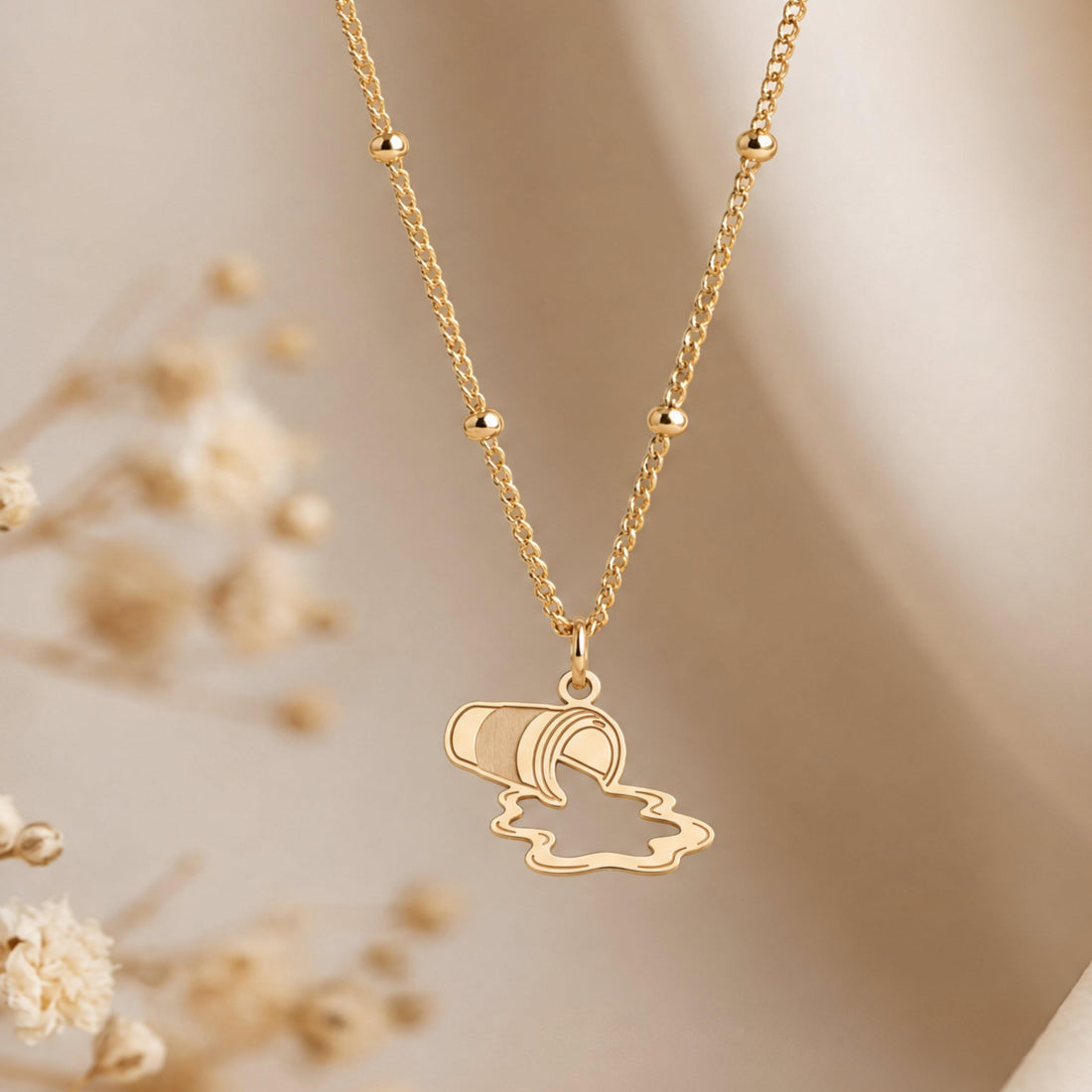 Spilled Cup Charm Necklace
