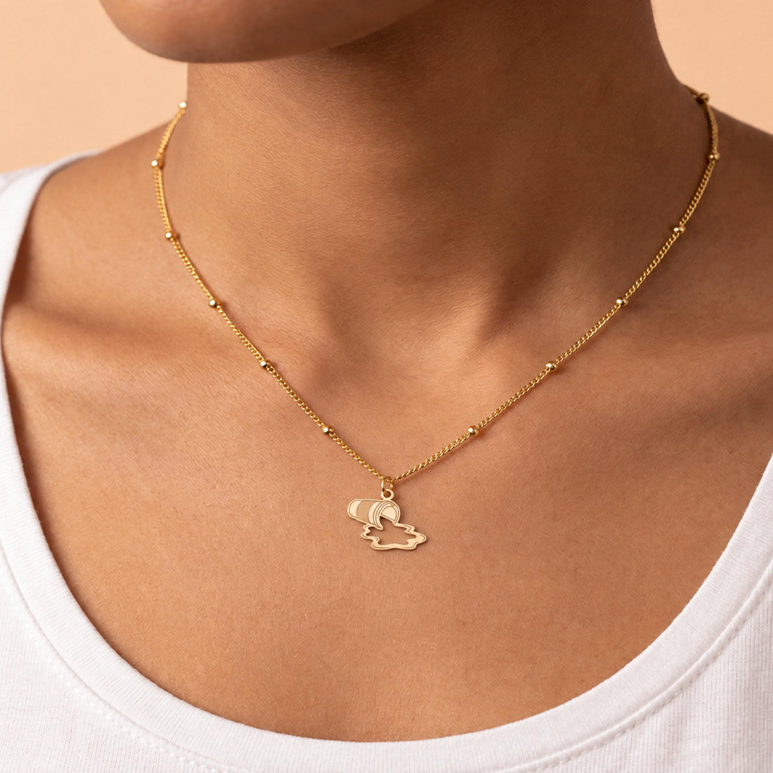 Spilled Cup Charm Necklace