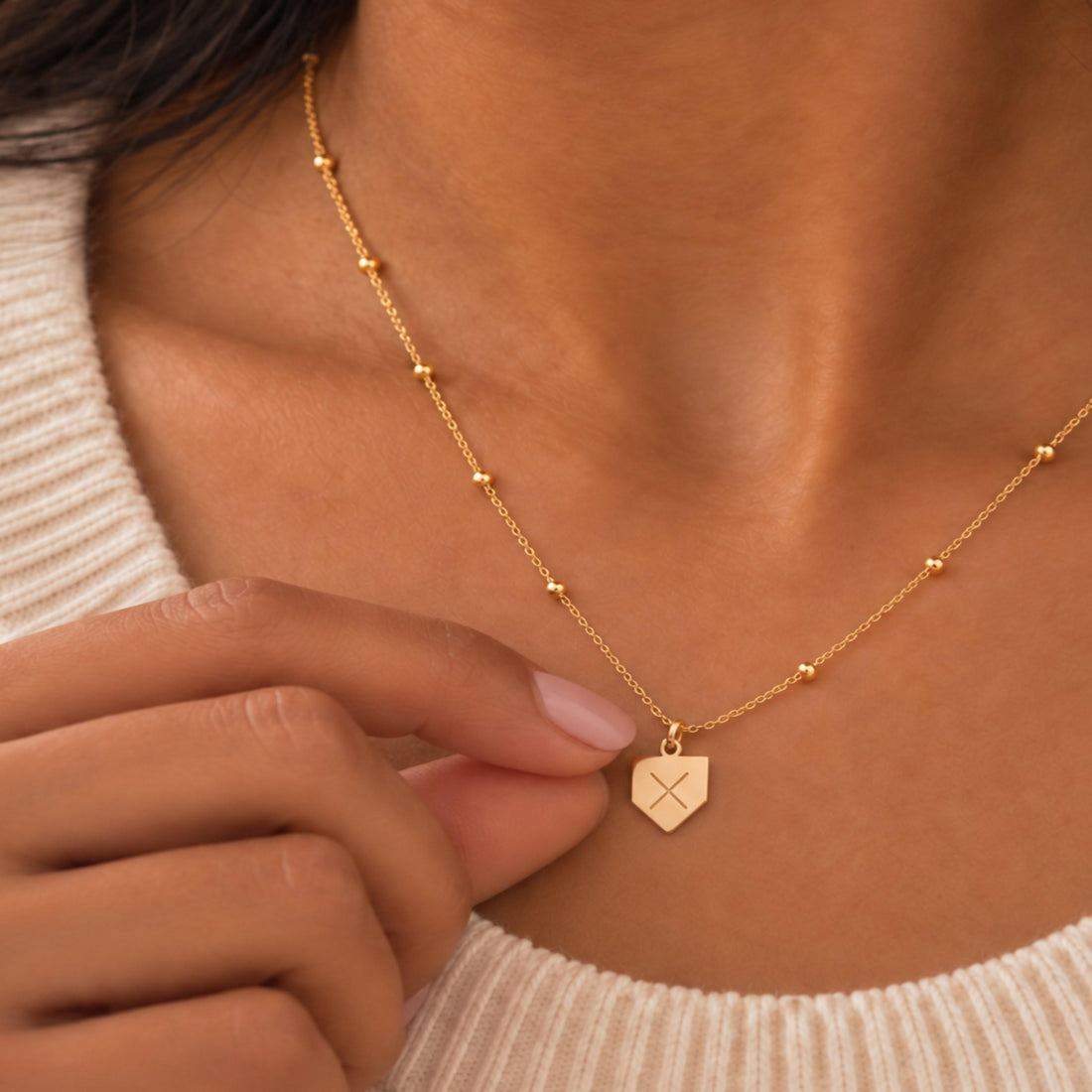 Shield Crest Charm Necklace