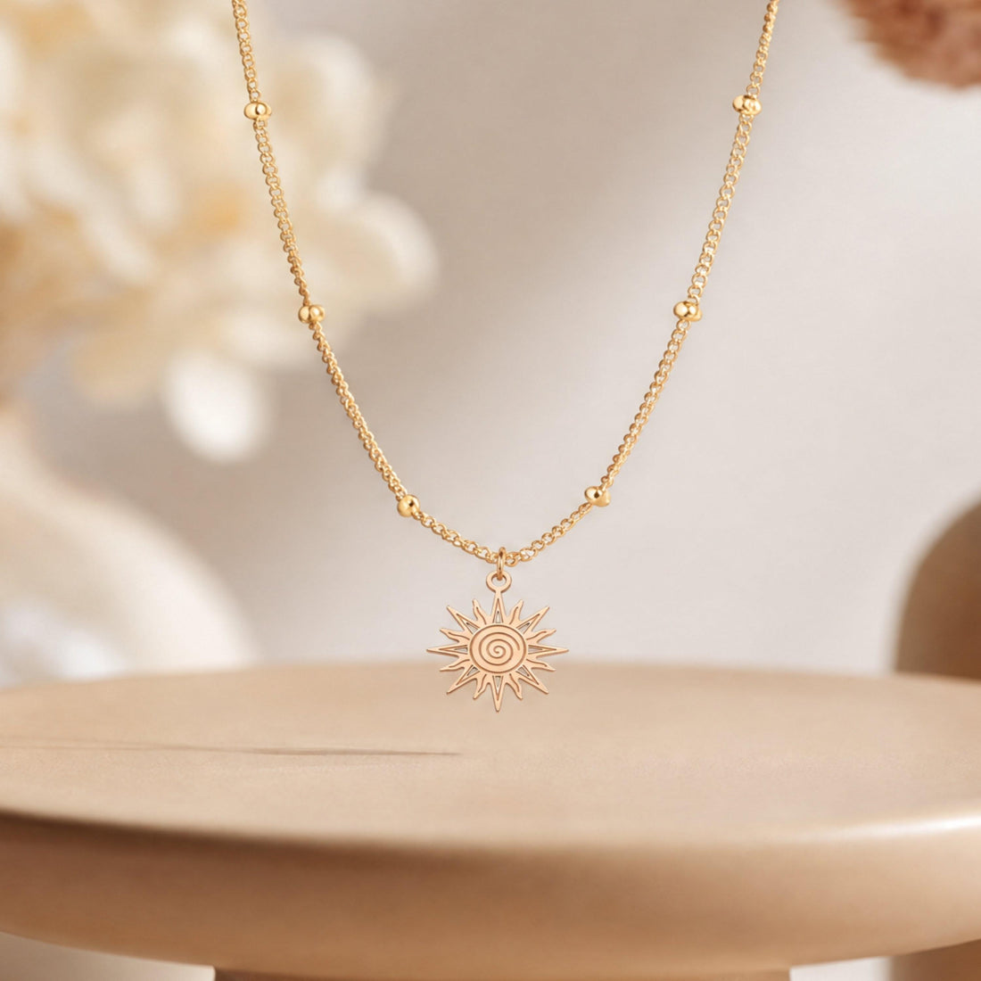 Spiral Sun Charm Necklace