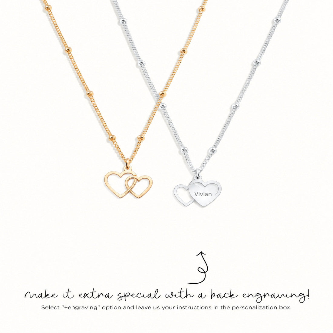 Interlocking Hearts Beady Necklace