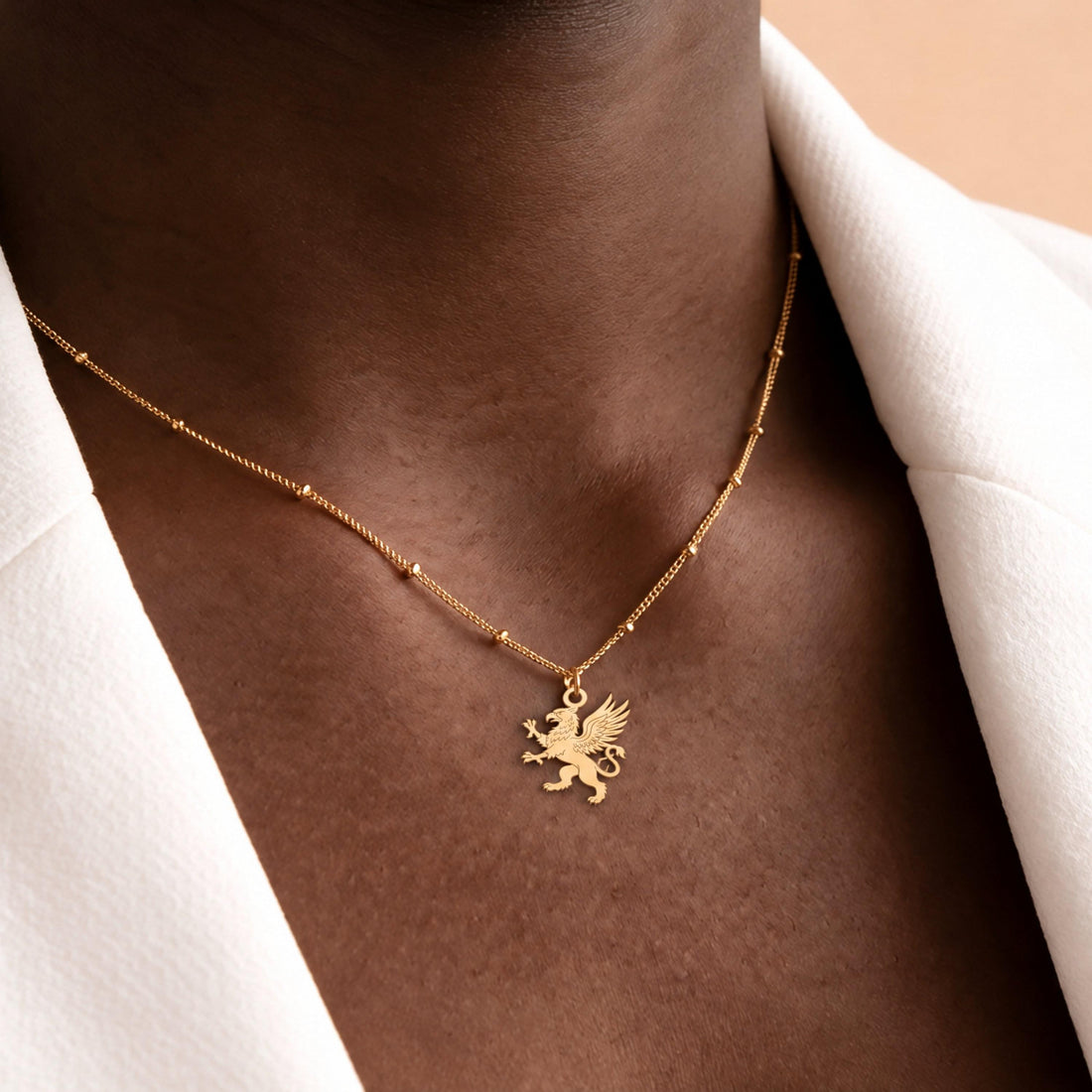 Griffin Charm Beady Necklace