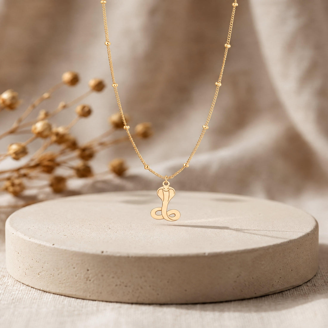 Cobra Snake Charm Necklace