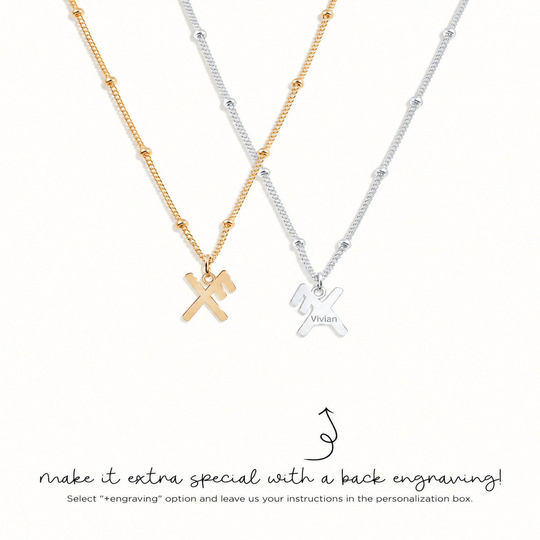 X Initial Beady Necklace