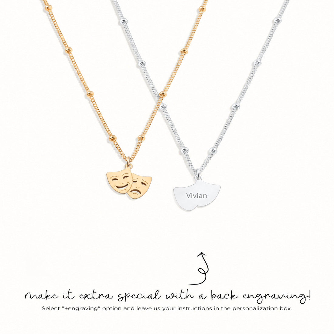 Theater Masks Beady Necklace