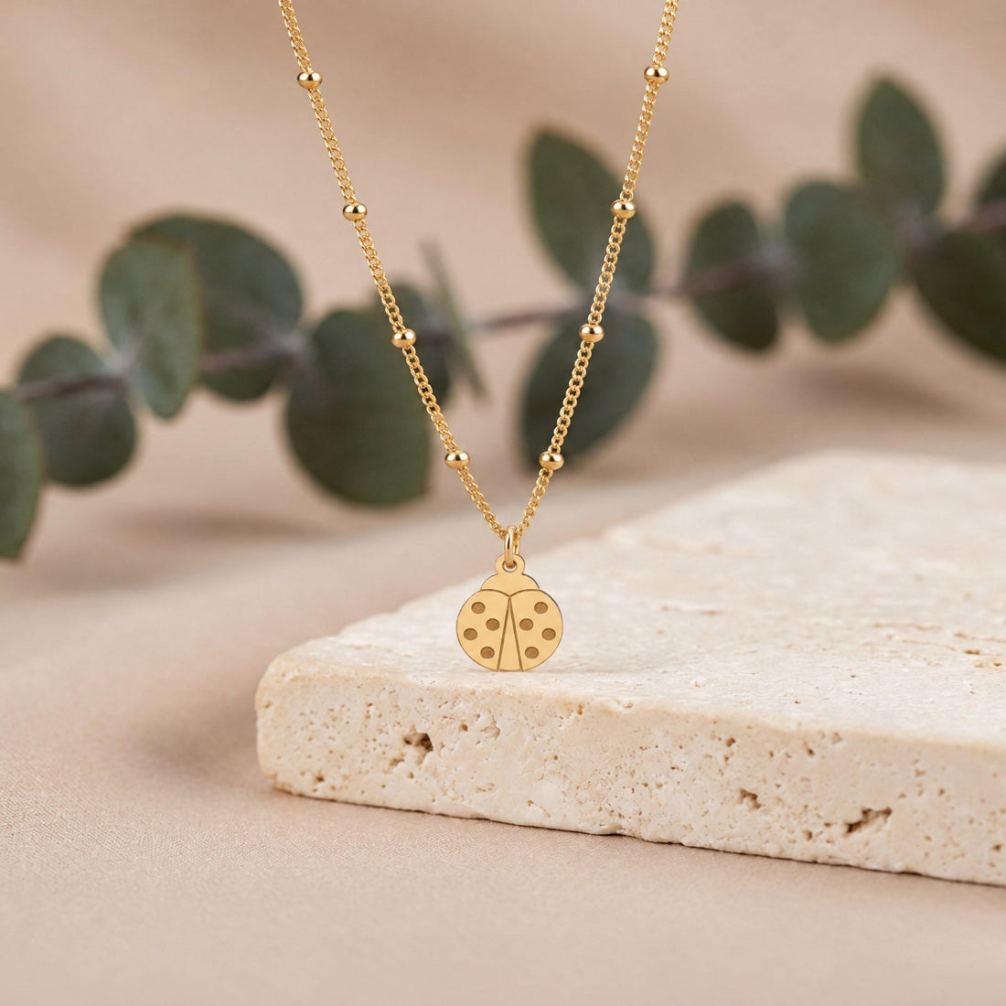 Ladybug Charm Beady Necklace