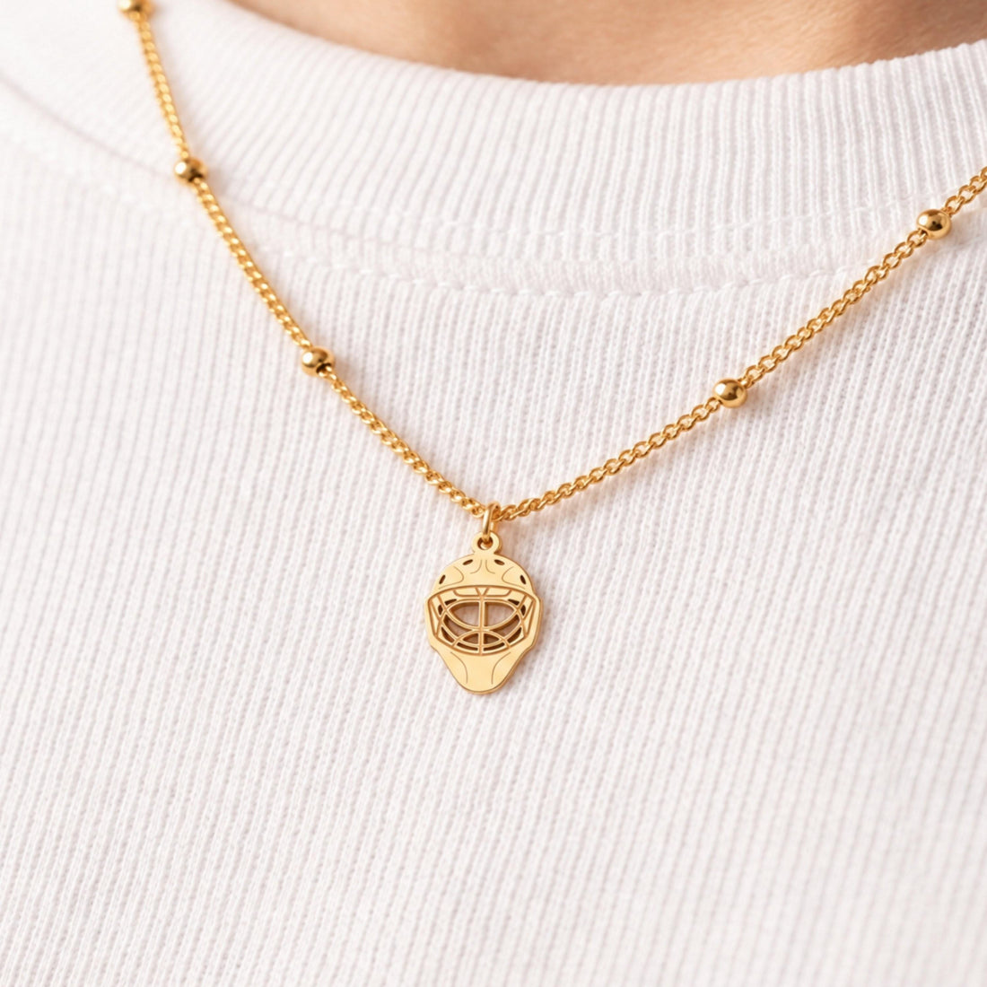 Goalie Mask Charm Necklace