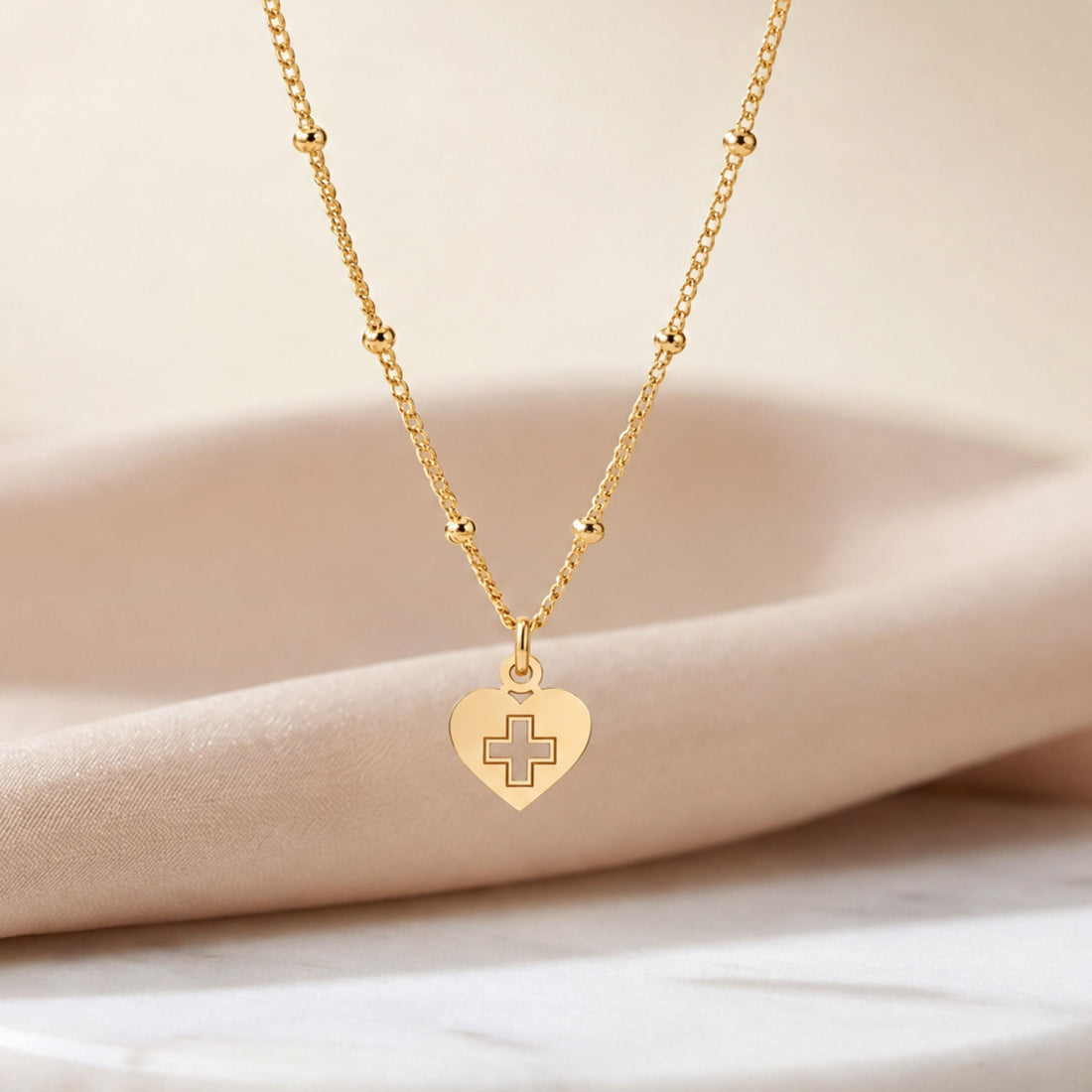 Heart Cross Beady Necklace