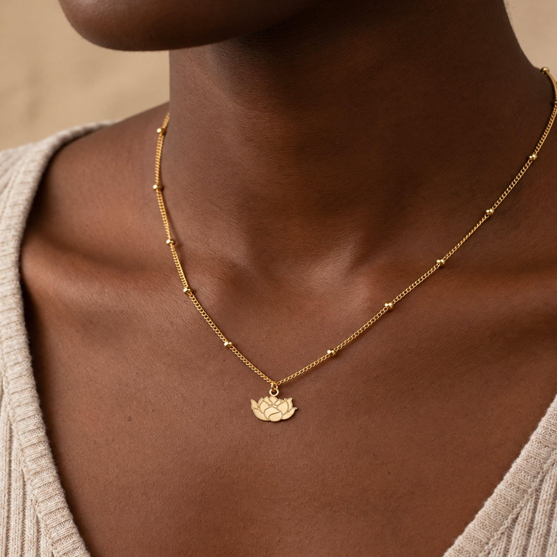 Lotus Bloom Charm Necklace