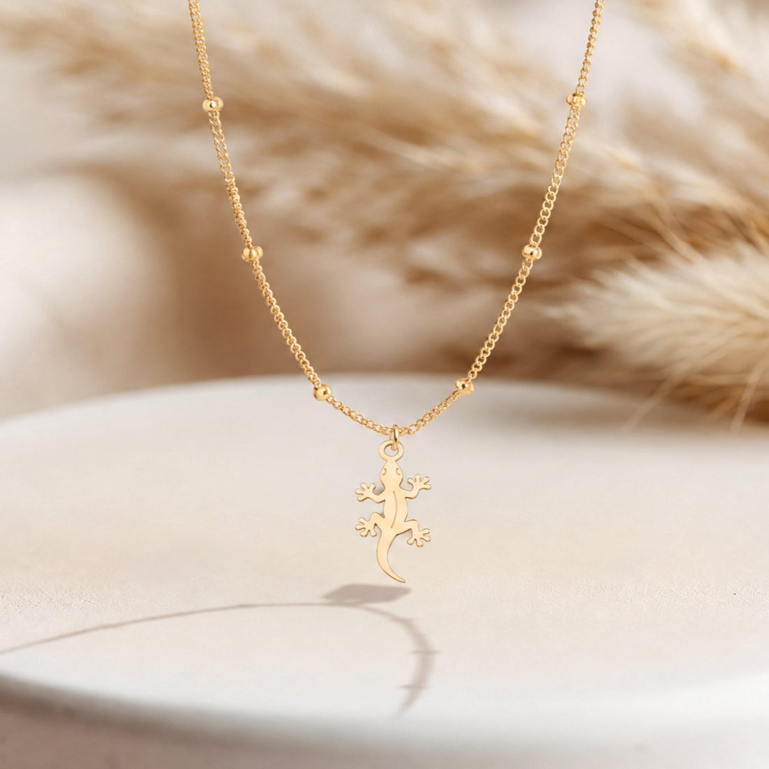 Gecko Lizard Charm Necklace
