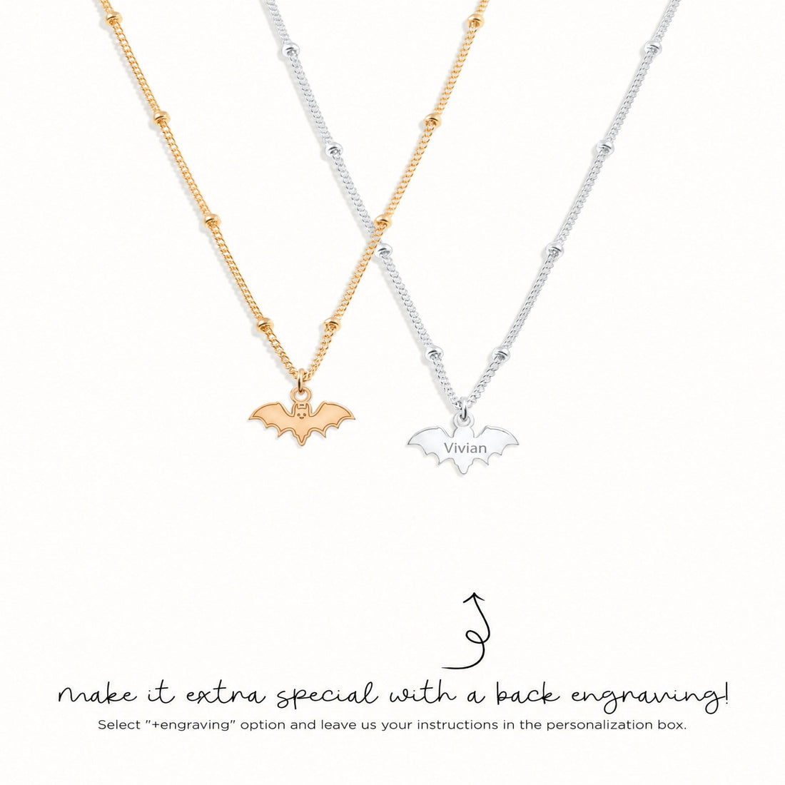Outstretched Wing Bat Charm Necklace