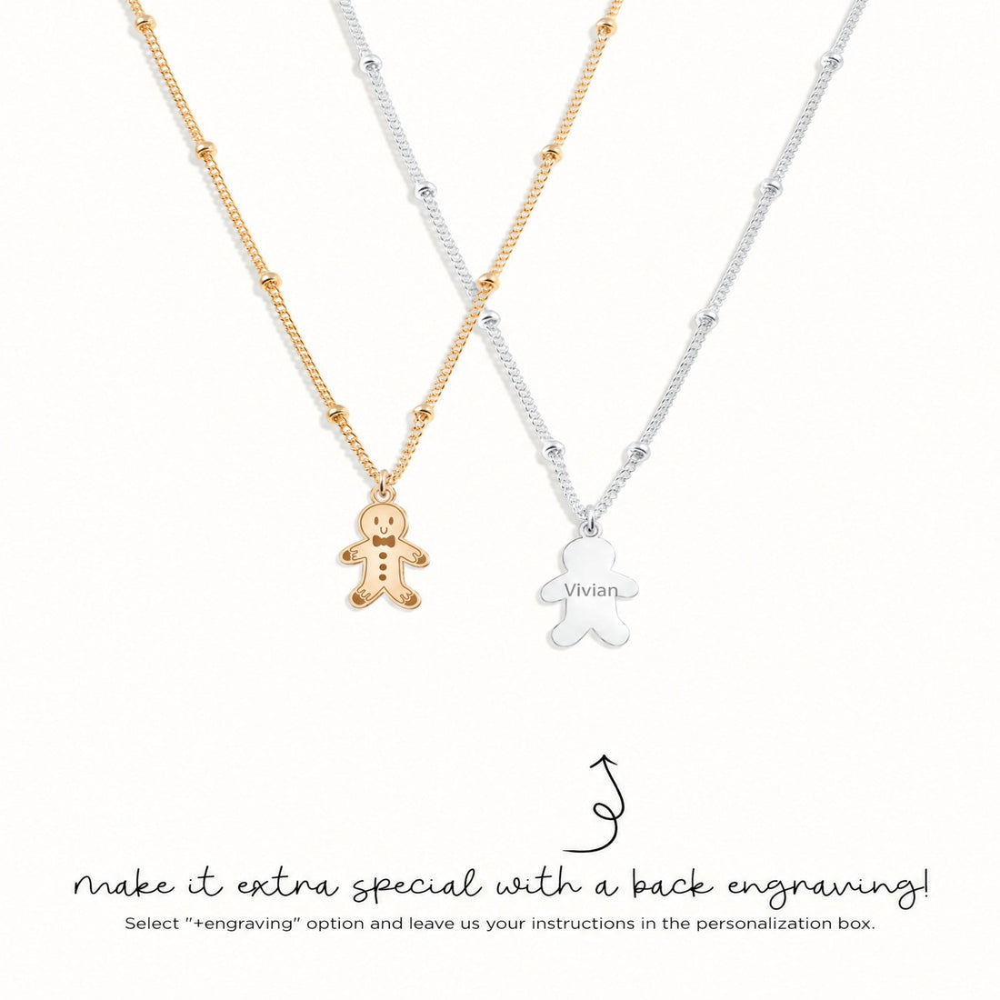 Gingerbread Man Charm Necklace