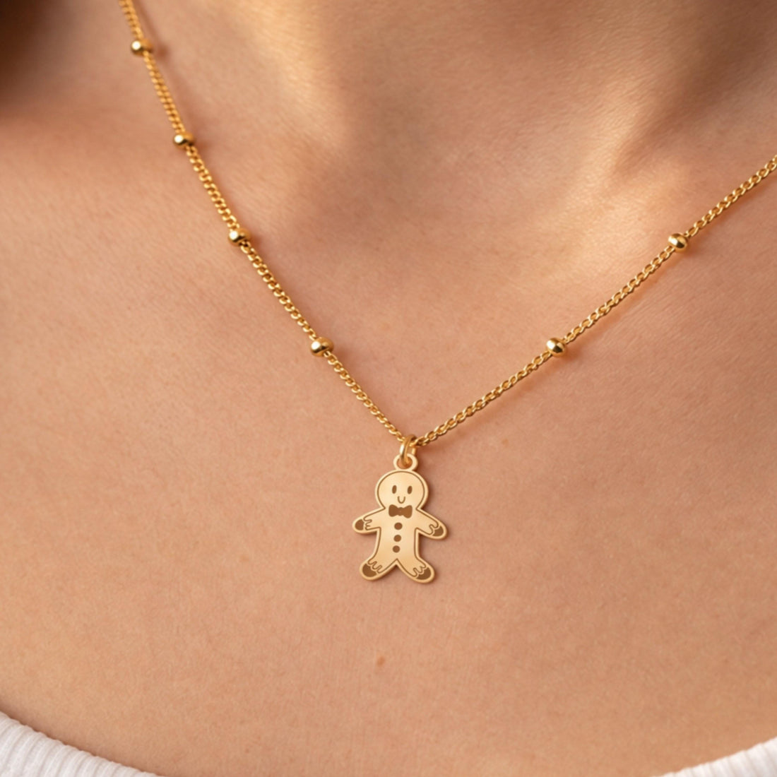 Gingerbread Man Charm Necklace