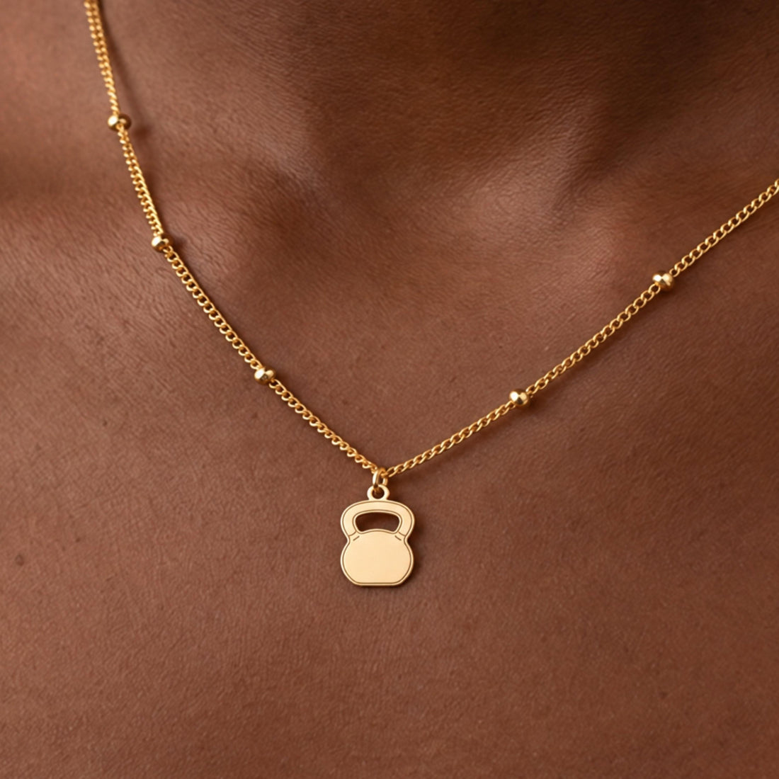 Open Handle Kettlebell Charm Necklace