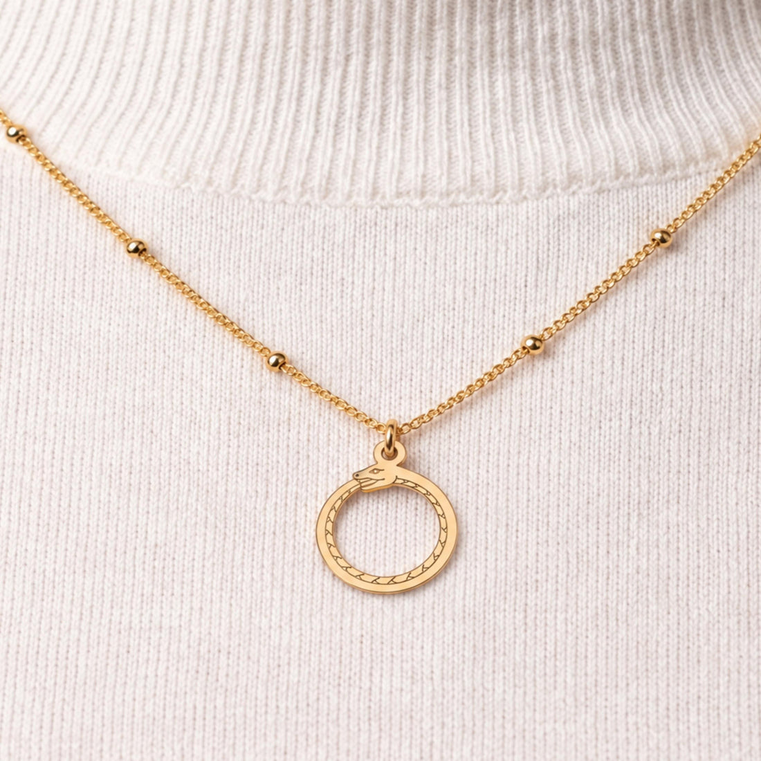 Snake Ouroboros Charm Necklace