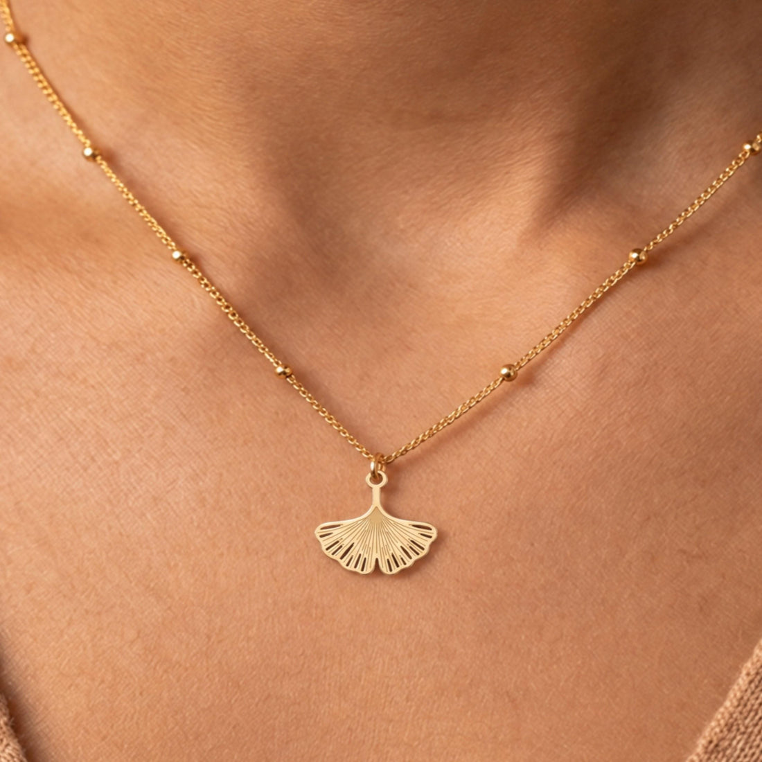 Ginkgo Leaf Charm Necklace