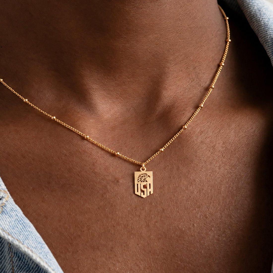 Eagle Shield USA Charm Necklace