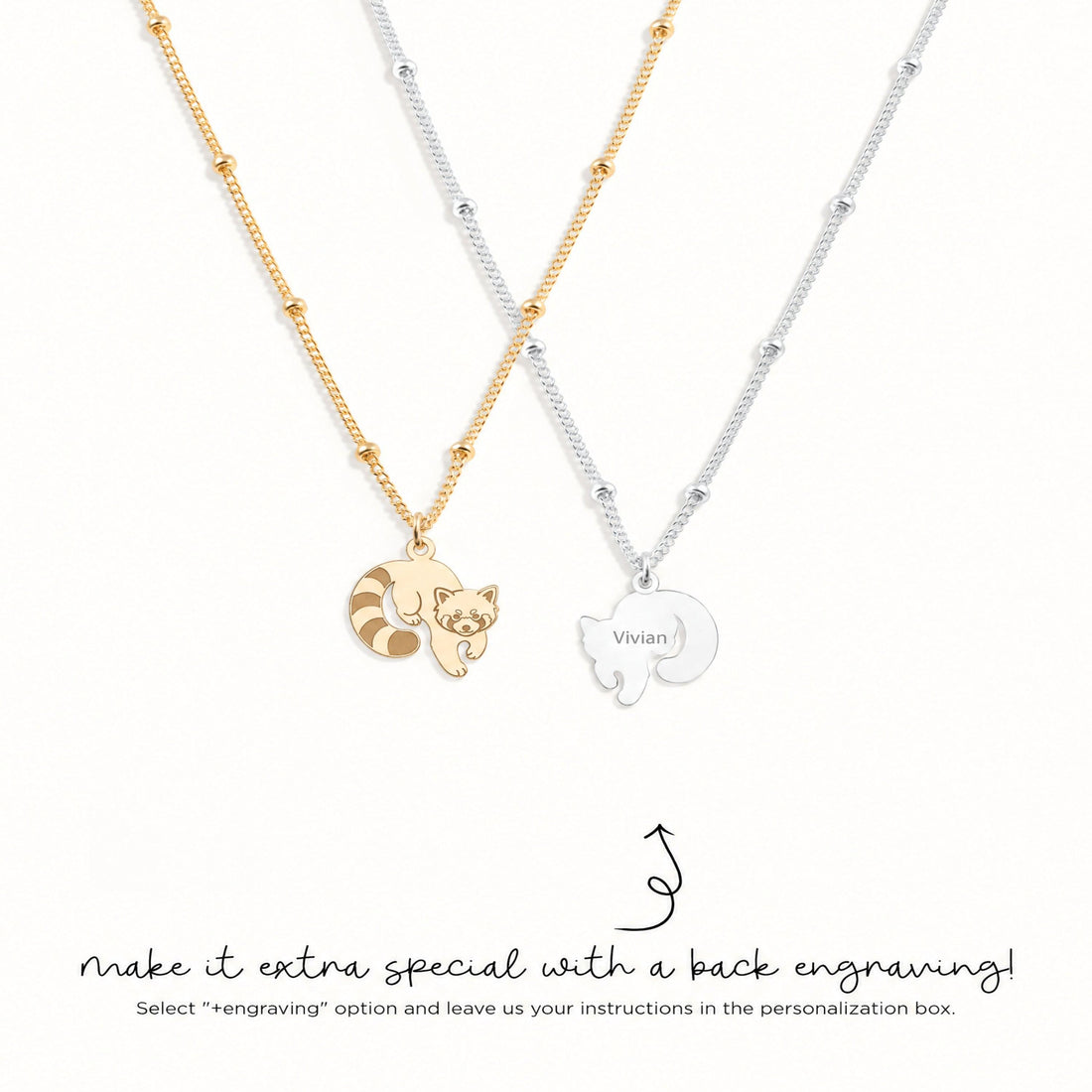 Curled Raccoon Charm Necklace
