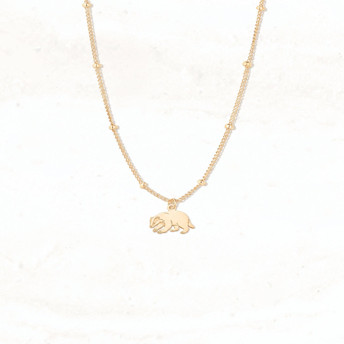Crouching Badger Charm Necklace