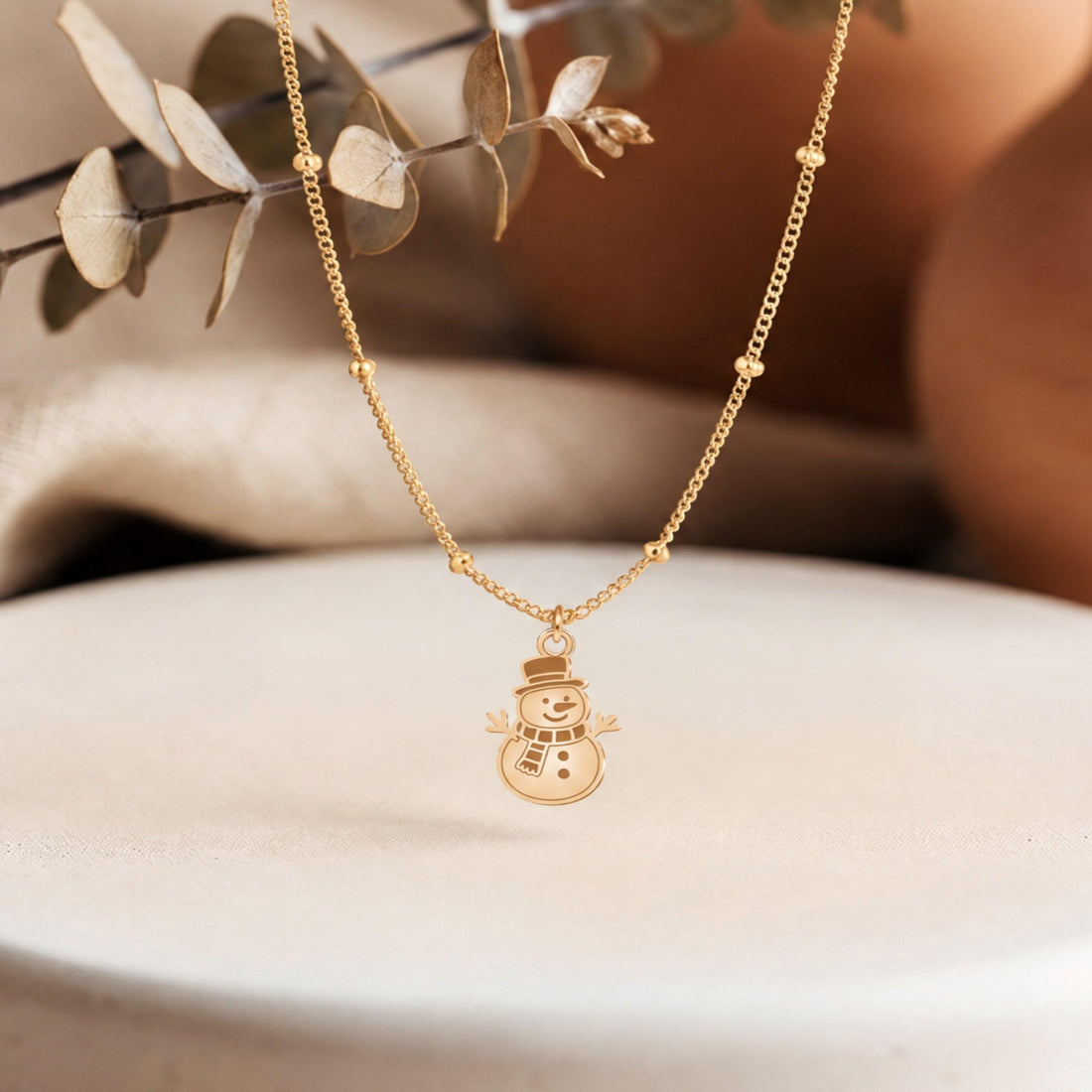 Snowman Top Hat Charm Necklace