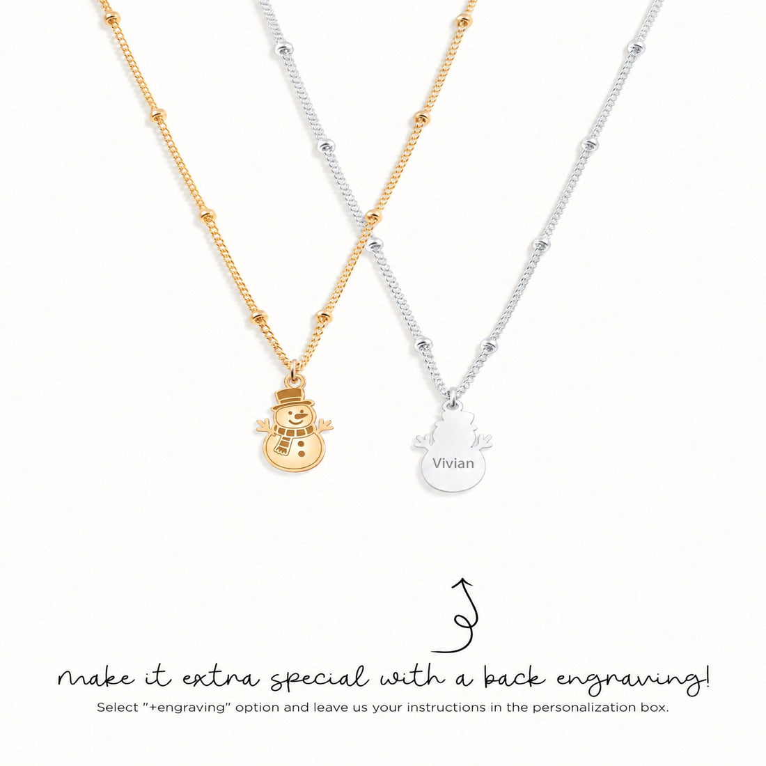 Snowman Top Hat Charm Necklace