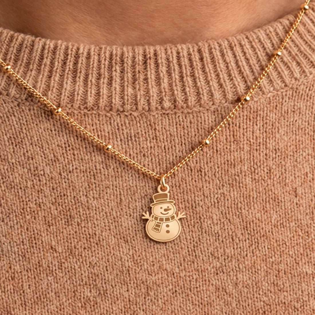 Snowman Top Hat Charm Necklace