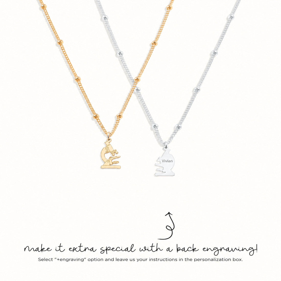 Curved Arm Microscope Charm Necklace