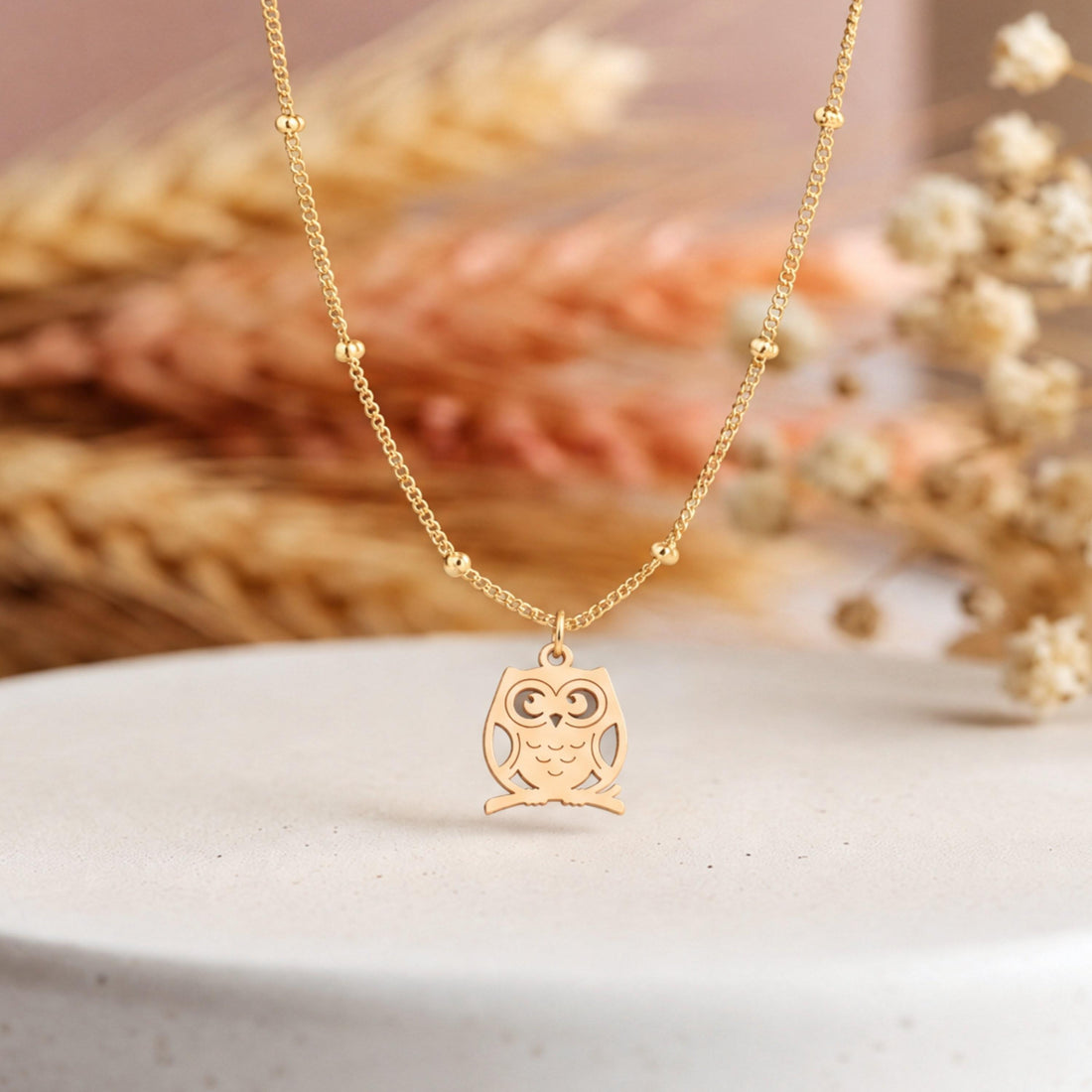Perched Owl Charm Necklace