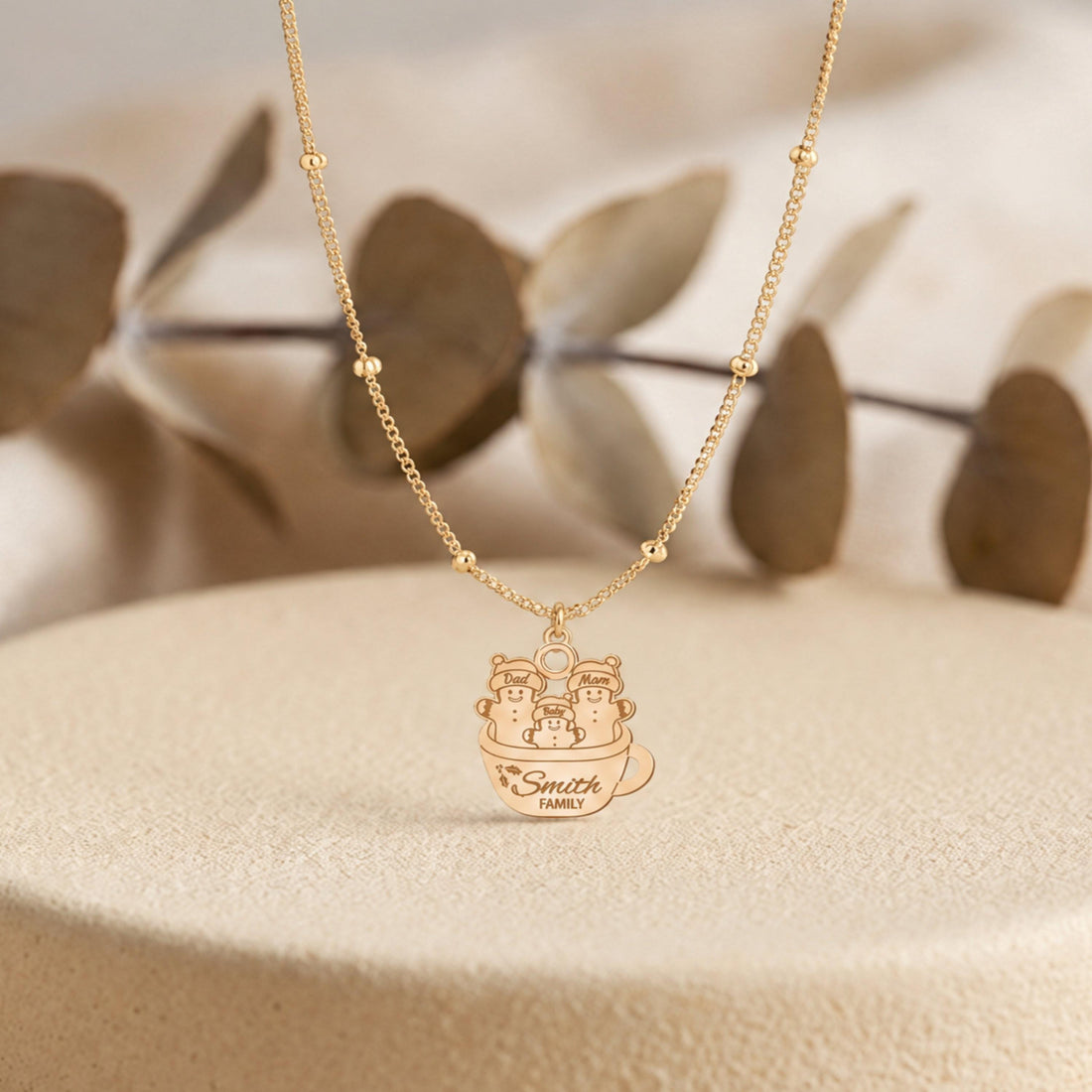 Snowman Family Mug Charm Necklace
