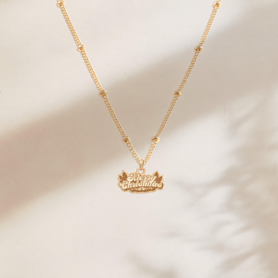 Christmas Plaque Charm Necklace