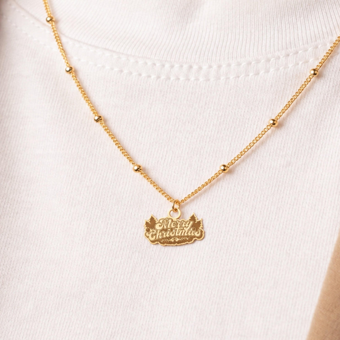 Christmas Plaque Charm Necklace