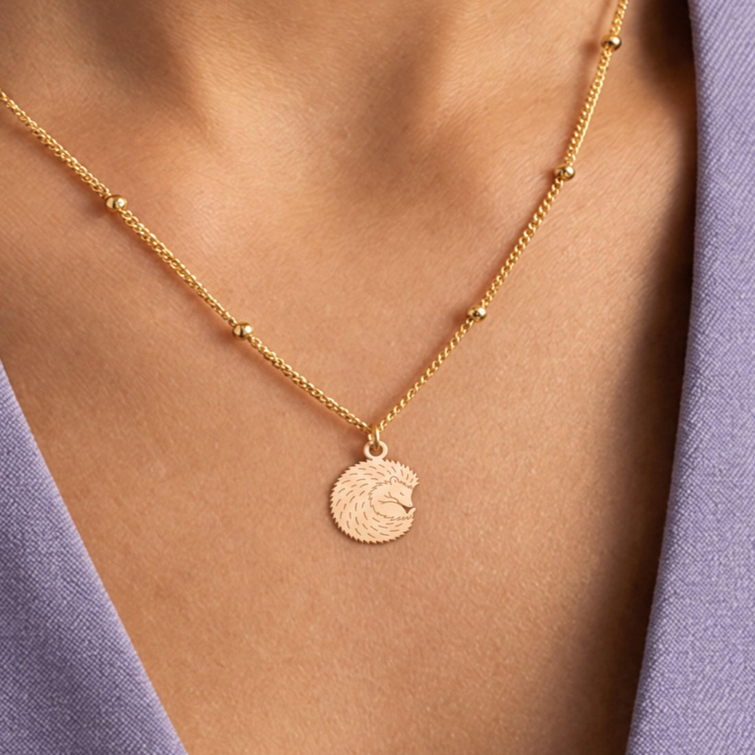 Sleeping Hedgehog Charm Necklace