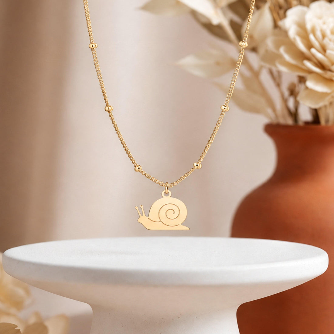 Spiral Shell Snail Charm Necklace