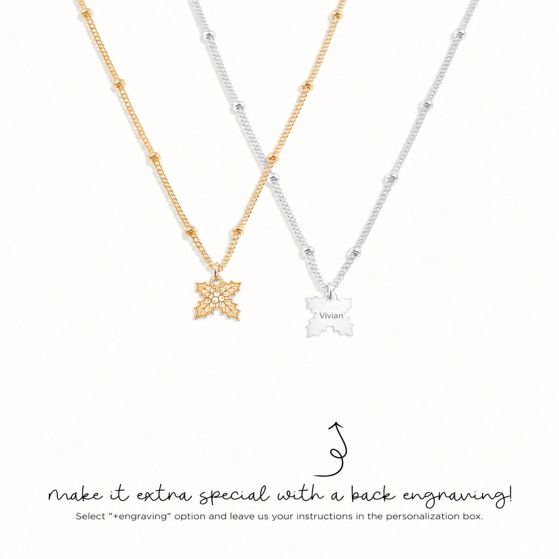 Holly Leaves Charm Necklace