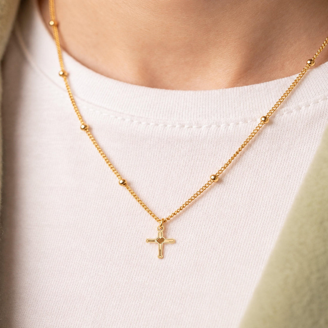 Heart Cross Charm Necklace