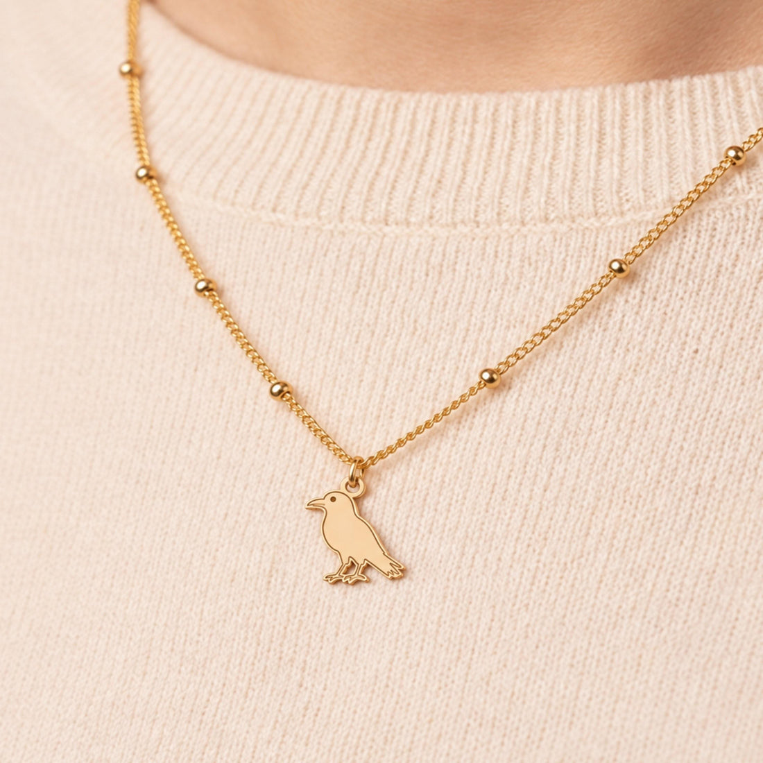 Perched Bird Charm Necklace