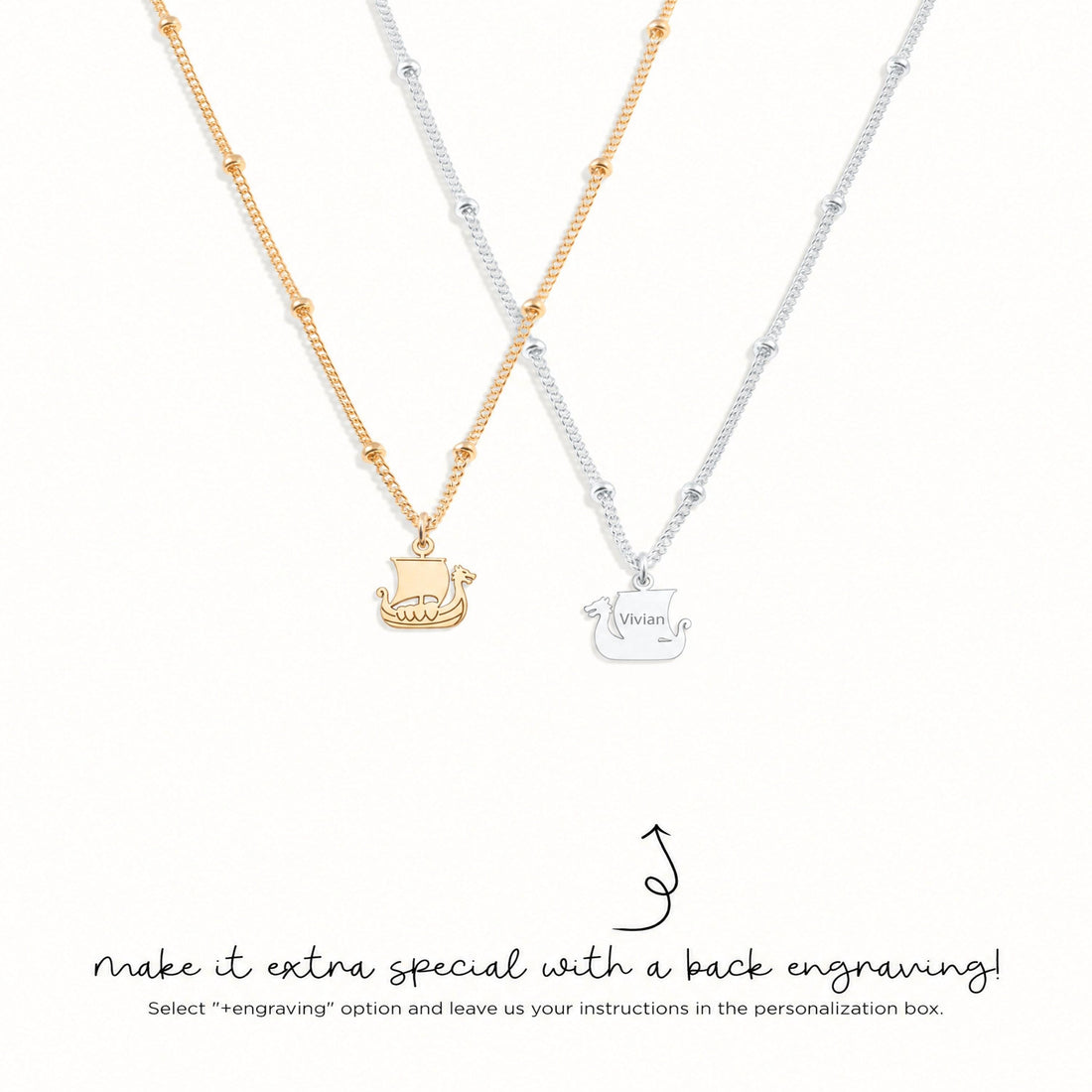 Viking Ship Charm Necklace