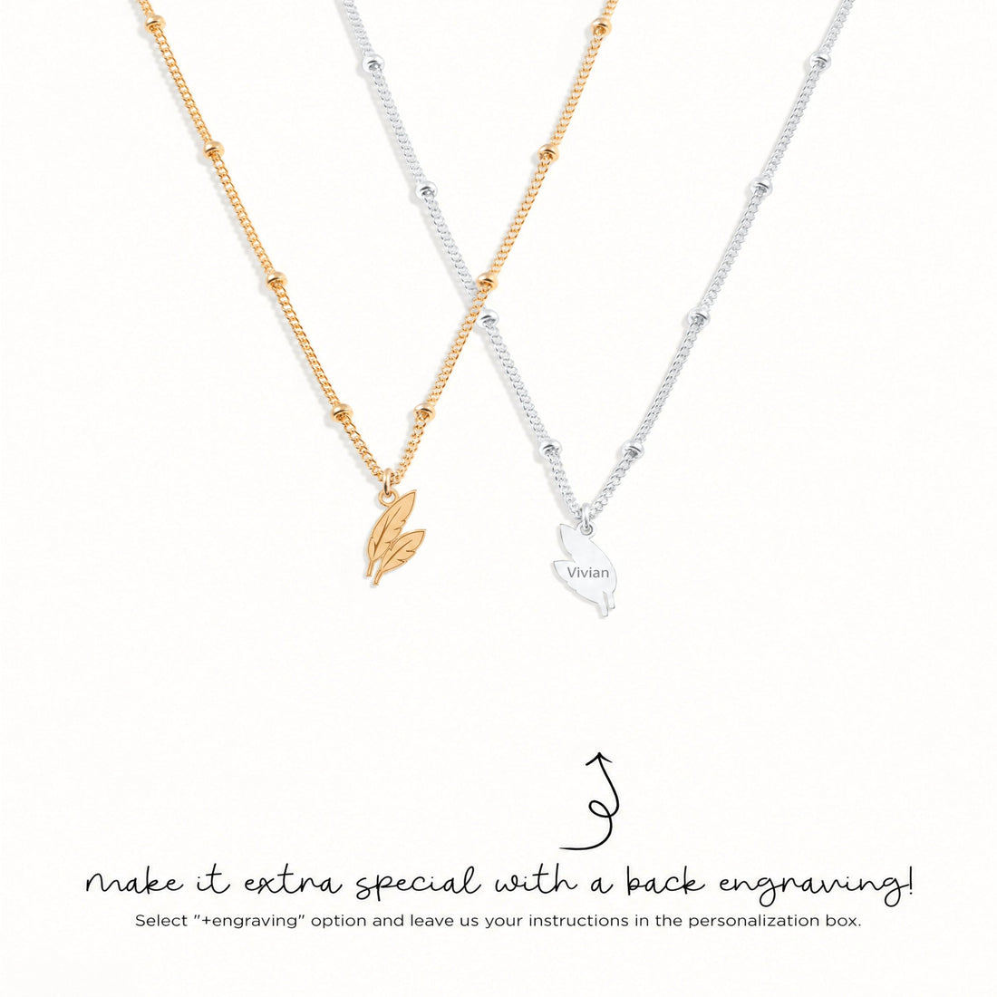 Twin Feathers Charm Necklace