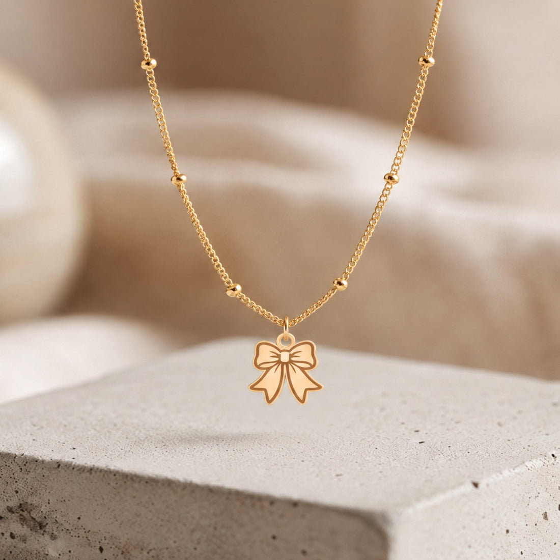 Ribbon Bow Charm Necklace