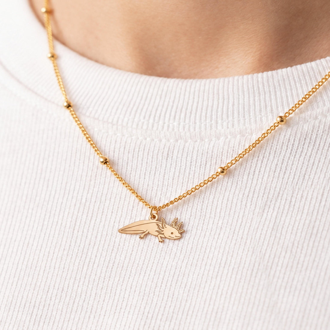Frilled Axolotl Charm Necklace