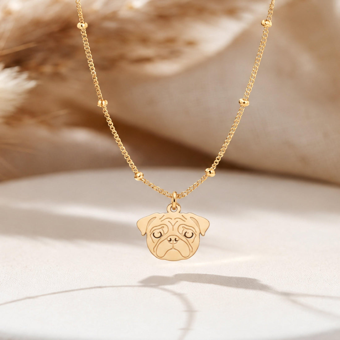 Pug Face Charm Necklace