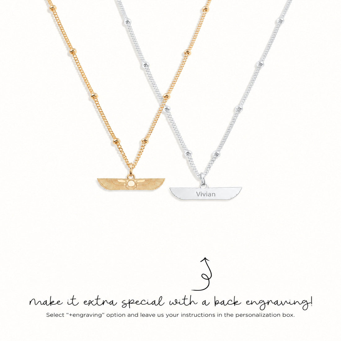 Winged Scarab Charm Necklace
