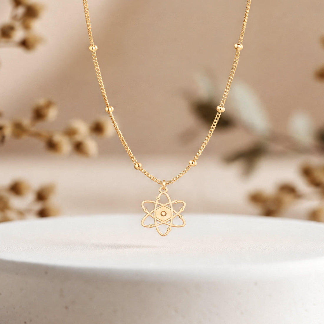Atom Symbol Charm Necklace