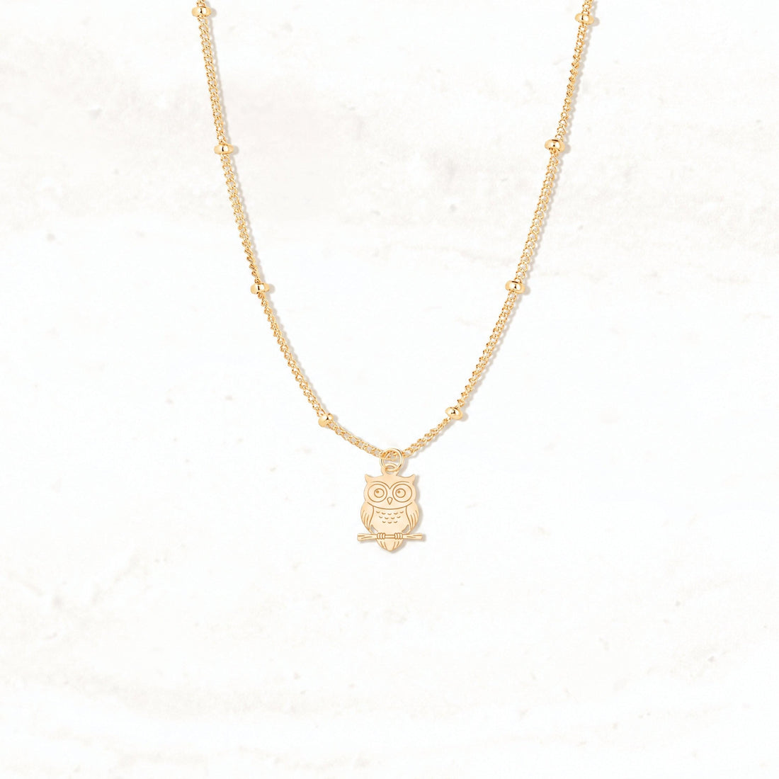 Owl on Branch Charm Necklace