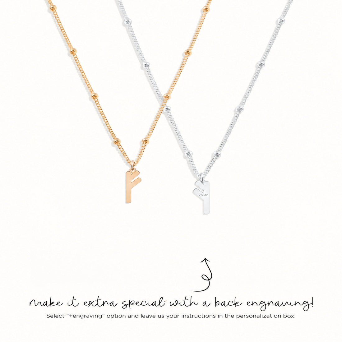 Rune Double Arrow Charm Necklace